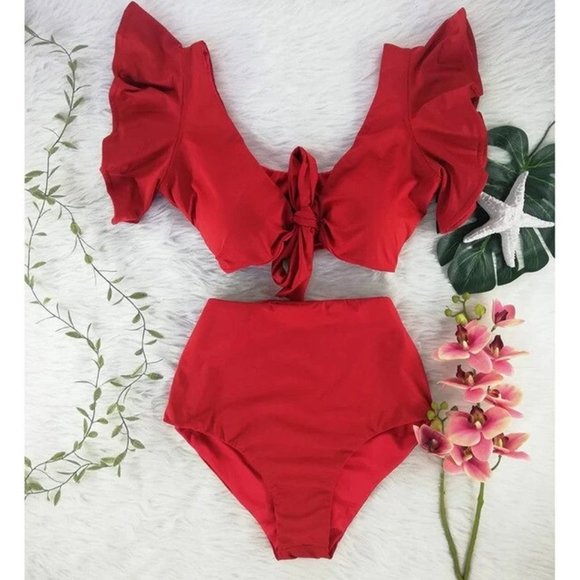 Other - Swimsuit Swimwear High Waist Ruffle Bikini